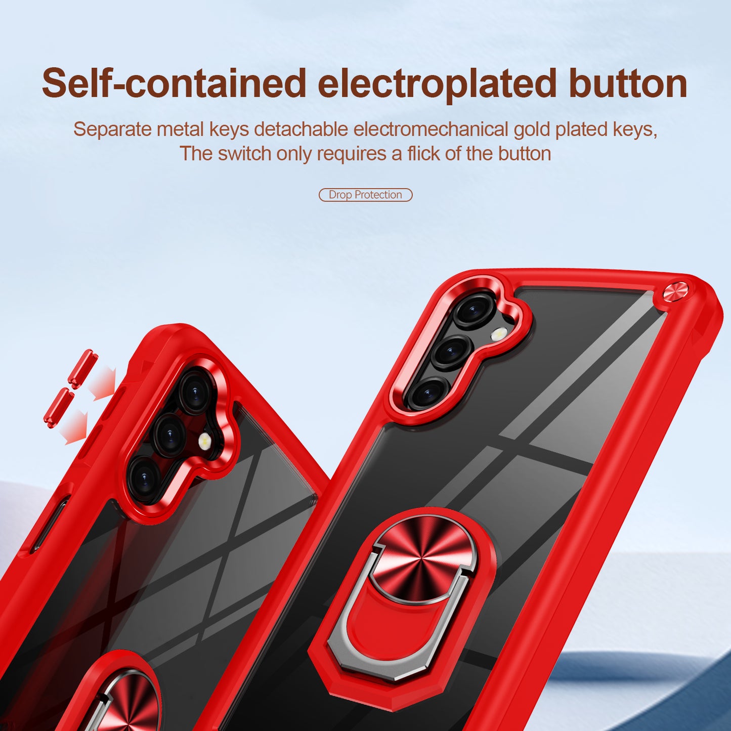 For Samsung Galaxy A16 5G / A16 4G Case Alloy Lens Frame PC + TPU Kickstand Phone Back Cover - Red