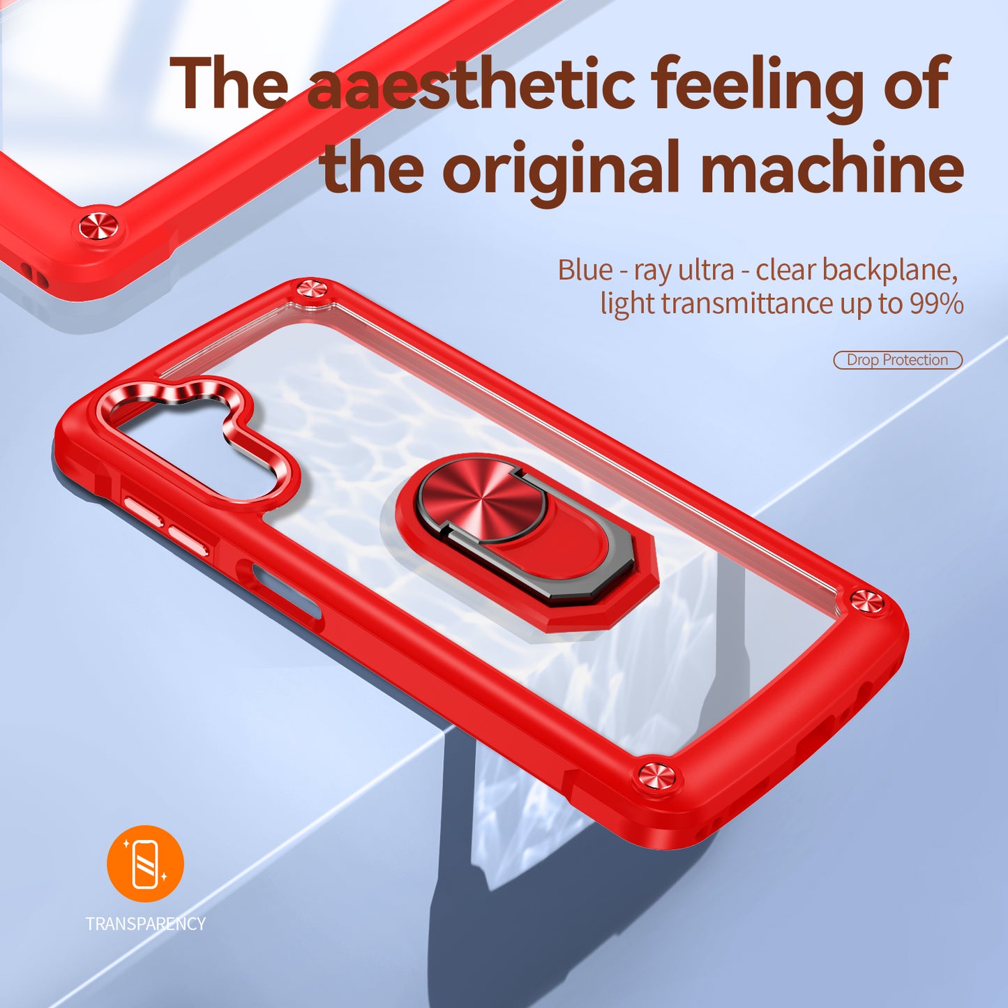 For Samsung Galaxy A16 5G / A16 4G Case Alloy Lens Frame PC + TPU Kickstand Phone Back Cover - Red