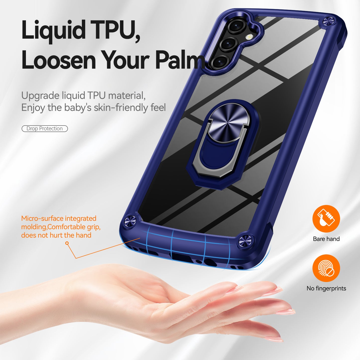 For Samsung Galaxy A16 5G / A16 4G Case Alloy Lens Frame PC + TPU Kickstand Phone Back Cover - Blue