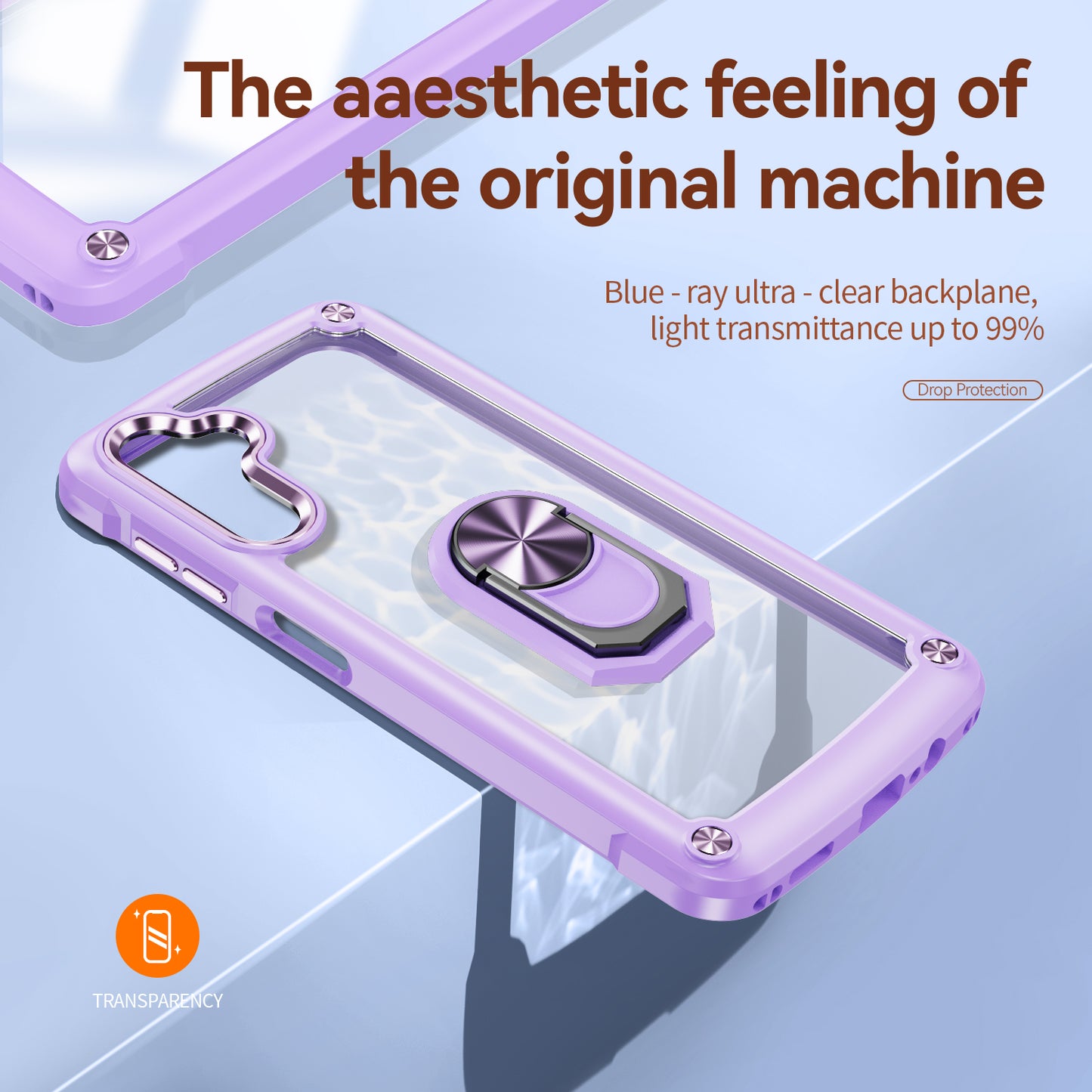 For Samsung Galaxy A16 5G / A16 4G Case Alloy Lens Frame PC + TPU Kickstand Phone Back Cover - Purple