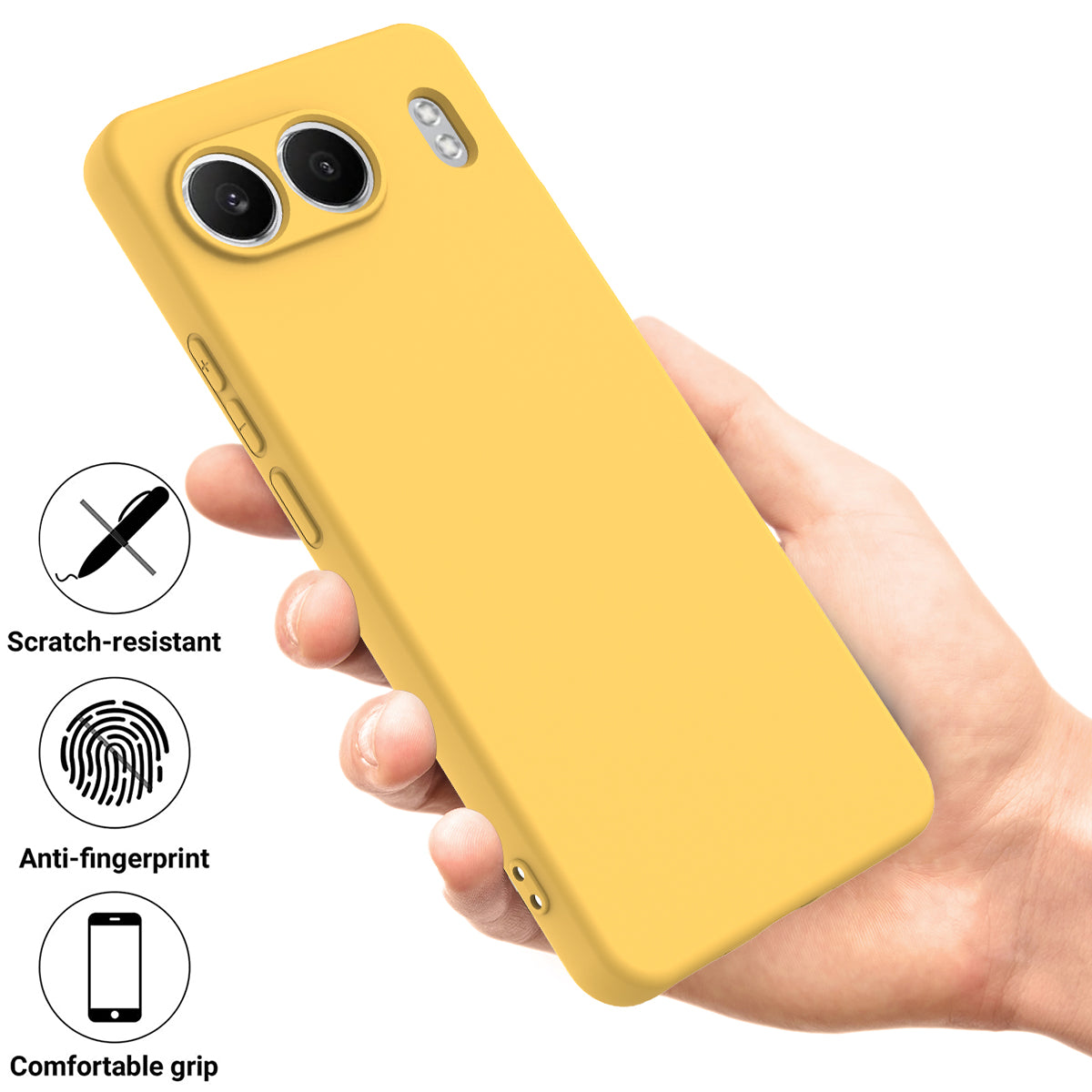For OnePlus Nord 4 Case Liquid Silicone Anti-Scratch Phone Cover with Hand Strap - Yellow
