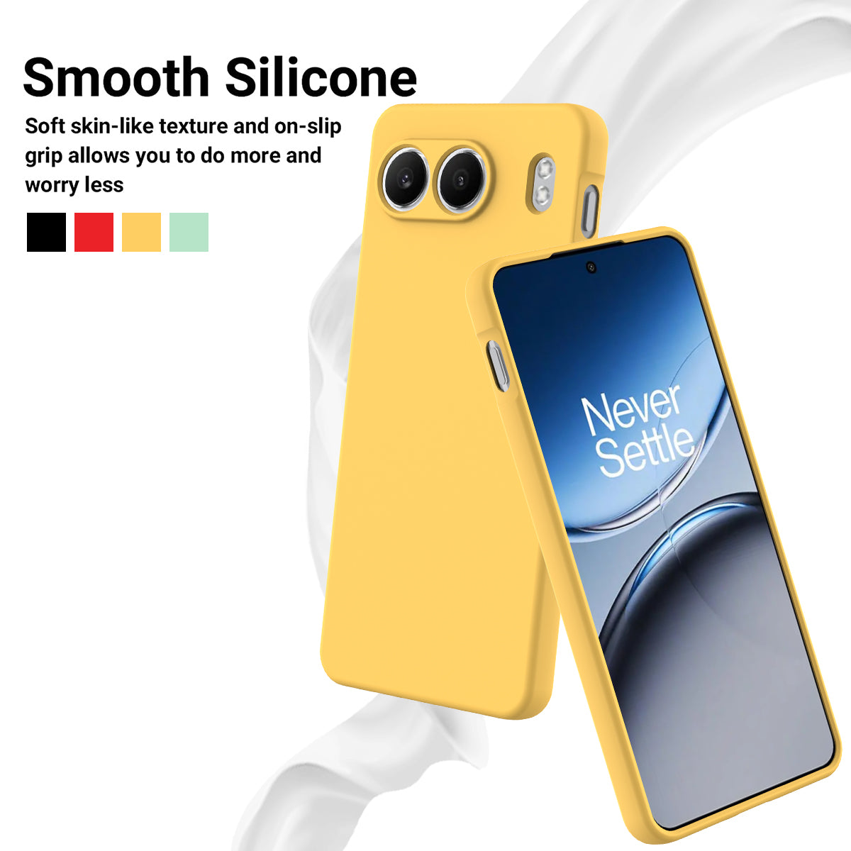 For OnePlus Nord 4 Case Liquid Silicone Anti-Scratch Phone Cover with Hand Strap - Yellow