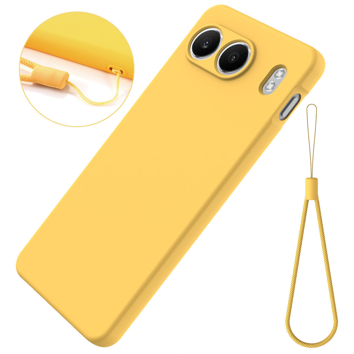 For OnePlus Nord 4 Case Liquid Silicone Anti-Scratch Phone Cover with Hand Strap - Yellow