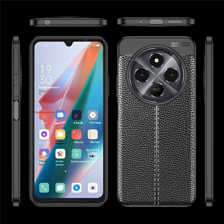 For Xiaomi Poco C75 4G / Redmi 14R 5G / 14C 4G Case Litchi Texture TPU Flexible Phone Cover, Black