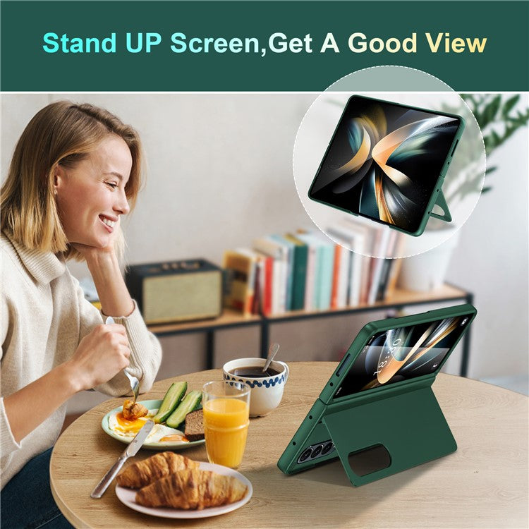 Bulk Purchasing For Samsung Galaxy Z Fold4 5G Case Shockproof PC+PU Kickstand Phone Cover - Green