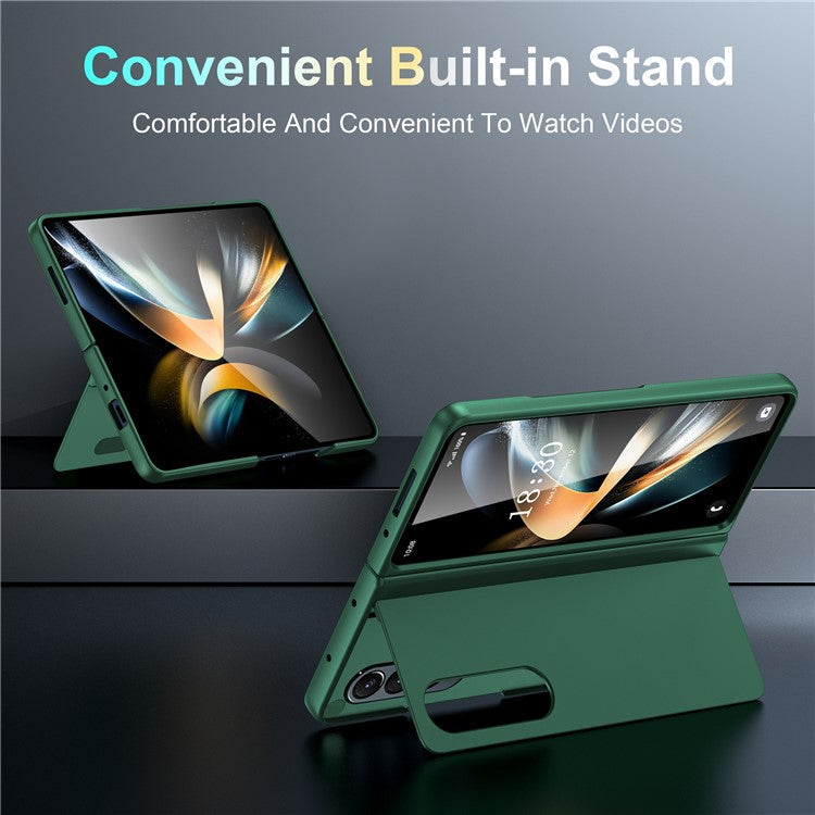 Bulk Purchasing For Samsung Galaxy Z Fold4 5G Case Shockproof PC+PU Kickstand Phone Cover - Green