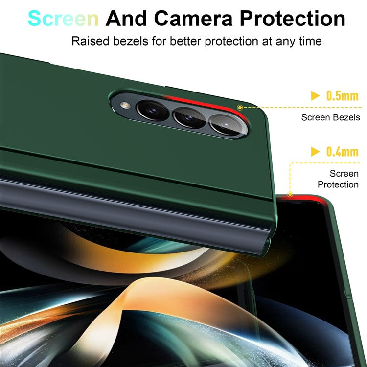 Bulk Purchasing For Samsung Galaxy Z Fold4 5G Case Shockproof PC+PU Kickstand Phone Cover - Green
