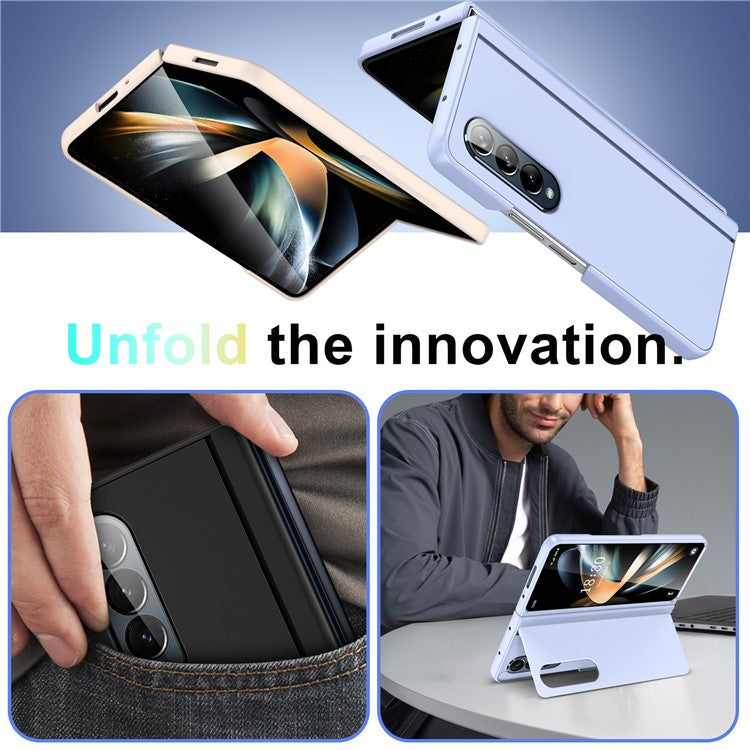Bulk Purchasing For Samsung Galaxy Z Fold4 5G Case Shockproof PC+PU Kickstand Phone Cover - Green