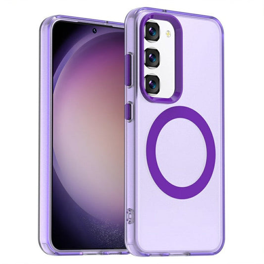 Candy Series For Samsung Galaxy S23+ Case Compatible with MagSafe PC+TPU+PET Anti-Drop Phone Cover - Purple