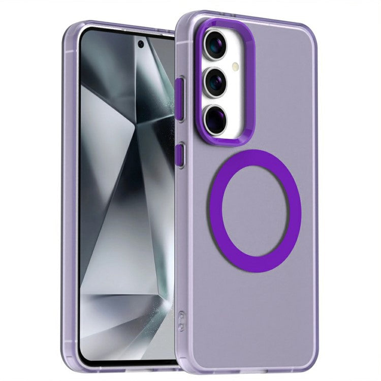 Candy Series For Samsung Galaxy S24 FE Case Compatible with MagSafe PC+TPU+PET Anti-Drop Phone Cover - Purple
