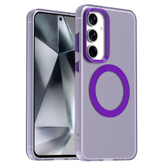 Candy Series For Samsung Galaxy S24 FE Case Compatible with MagSafe PC+TPU+PET Anti-Drop Phone Cover - Purple