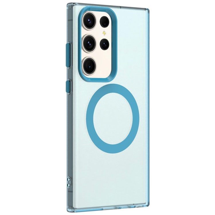 Candy Series For Samsung Galaxy S24 Ultra Case Compatible with MagSafe PC+TPU+PET Anti-Drop Phone Cover - Blue