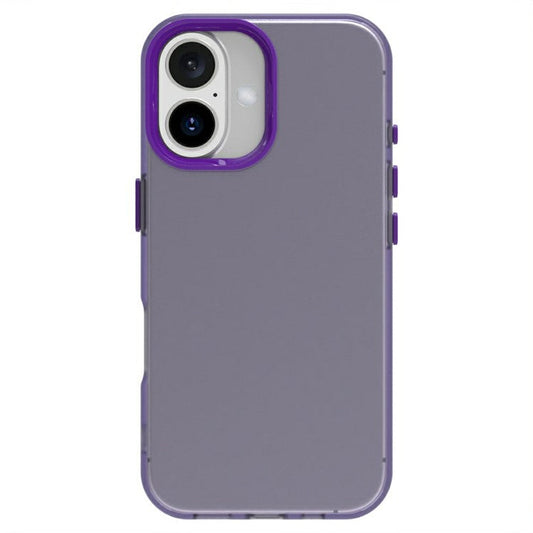 Candy Series For iPhone 16 Plus Case PC+TPU+PET Anti-Drop Phone Cover - Purple