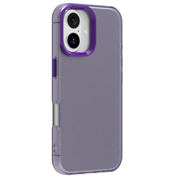 Candy Series For iPhone 16 Plus Case PC+TPU+PET Anti-Drop Phone Cover - Purple