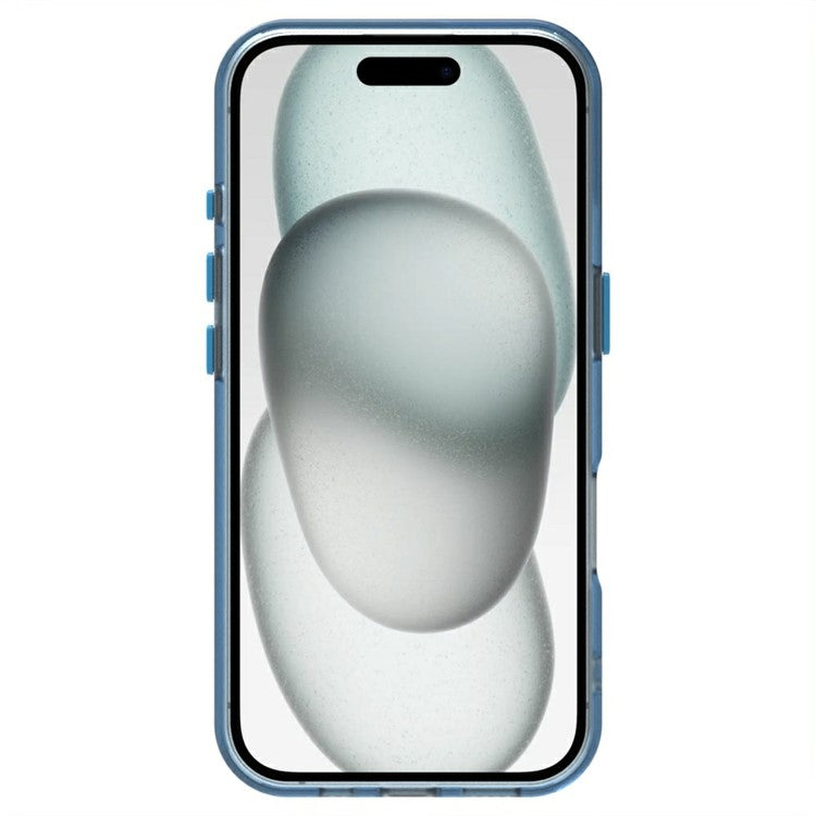Candy Series For iPhone 16 Case PC+TPU+PET Anti-Drop Phone Cover - Blue