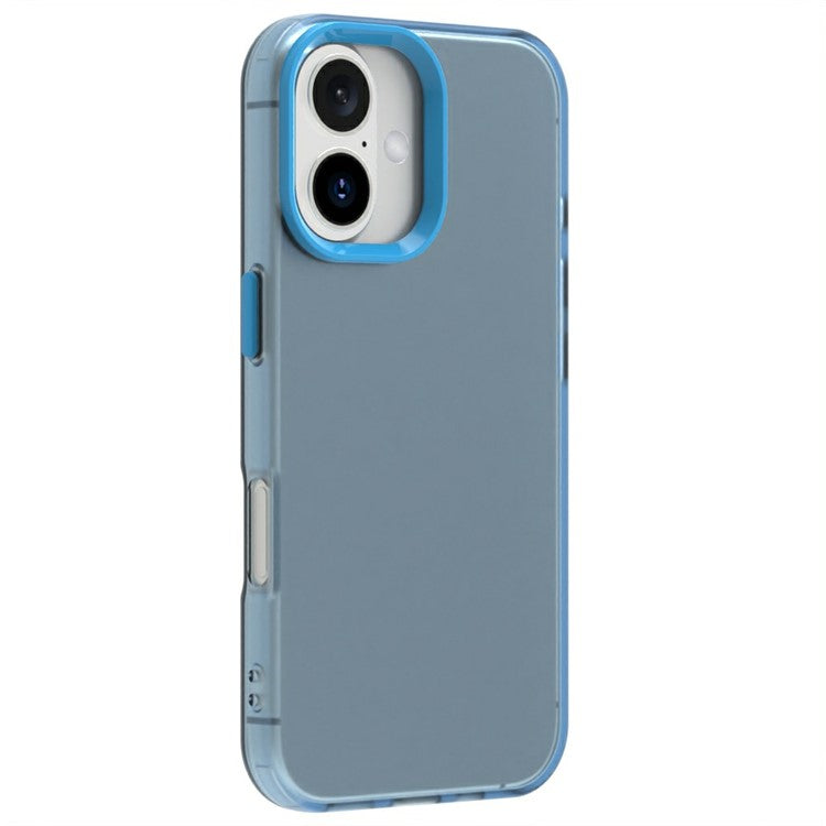 Candy Series For iPhone 16 Case PC+TPU+PET Anti-Drop Phone Cover - Blue