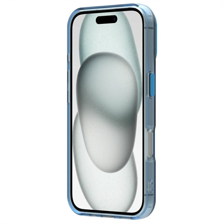Candy Series For iPhone 16 Case PC+TPU+PET Anti-Drop Phone Cover - Blue