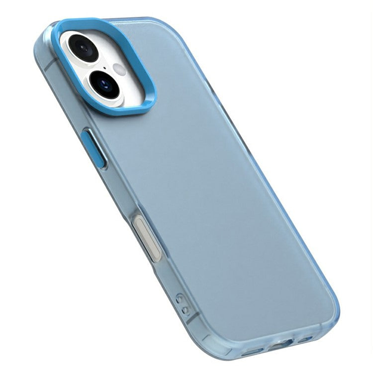 Candy Series For iPhone 16 Case PC+TPU+PET Anti-Drop Phone Cover - Blue