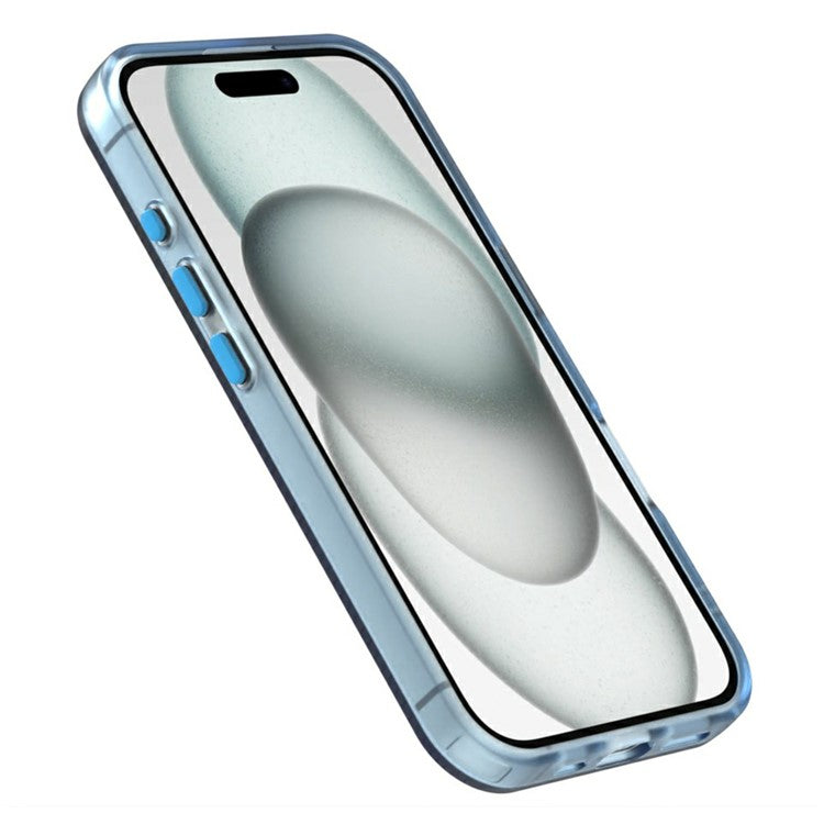 Candy Series For iPhone 16 Case PC+TPU+PET Anti-Drop Phone Cover - Blue
