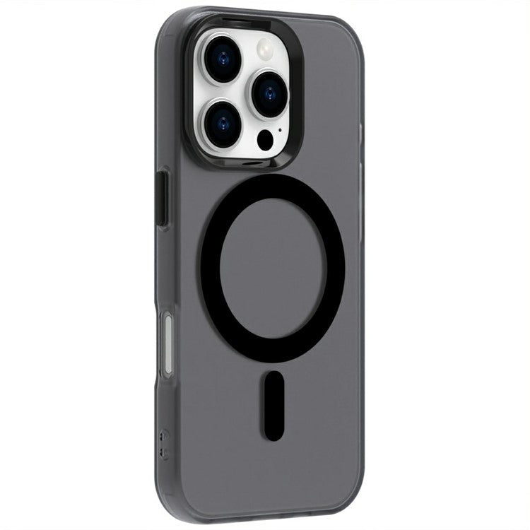 Candy Series For iPhone 16 Pro Case Compatible with MagSafe PC+TPU+PET Anti-Drop Phone Cover - Black
