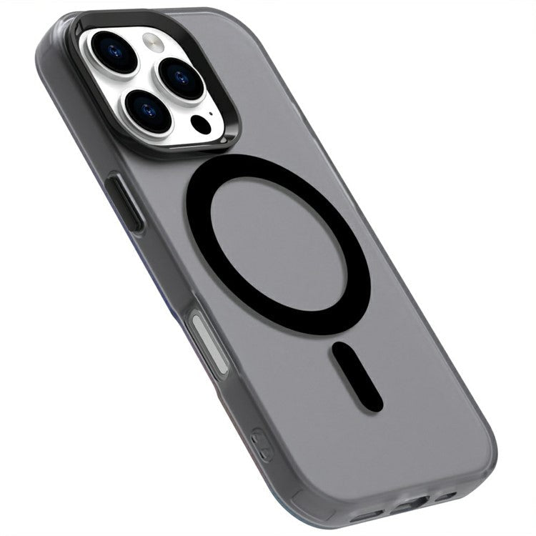 Candy Series For iPhone 16 Pro Case Compatible with MagSafe PC+TPU+PET Anti-Drop Phone Cover - Black