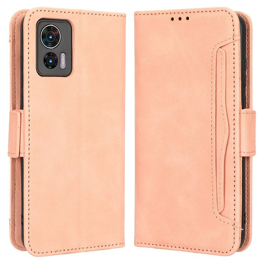 For Motorola Edge 30 Neo 5G PU Leather Multiple Card Slots Cover Side Magnetic Clasp Phone Stand Wallet Case - Pink