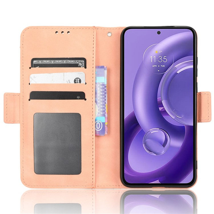 For Motorola Edge 30 Neo 5G PU Leather Multiple Card Slots Cover Side Magnetic Clasp Phone Stand Wallet Case - Pink