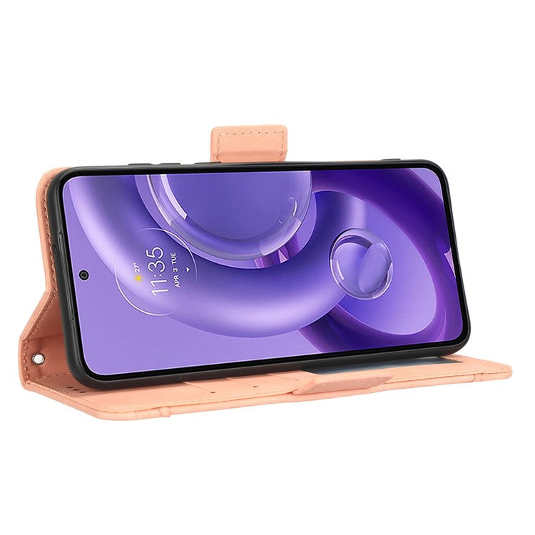 For Motorola Edge 30 Neo 5G PU Leather Multiple Card Slots Cover Side Magnetic Clasp Phone Stand Wallet Case - Pink