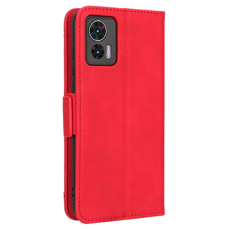 For Motorola Edge 30 Neo 5G PU Leather Multiple Card Slots Cover Side Magnetic Clasp Phone Stand Wallet Case - Red