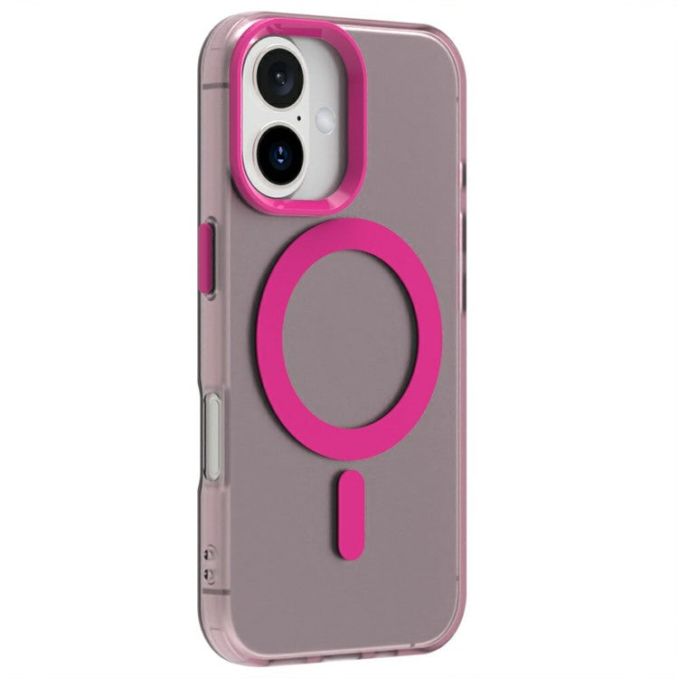 Candy Series For iPhone 16 Case Compatible with MagSafe PC+TPU+PET Anti-Drop Phone Cover - Red
