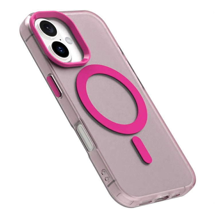 Candy Series For iPhone 16 Case Compatible with MagSafe PC+TPU+PET Anti-Drop Phone Cover - Red
