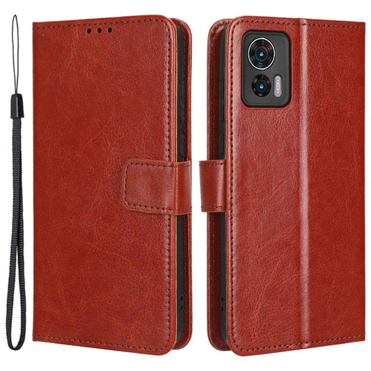For Motorola Edge 30 Neo 5G Crazy Horse Texture PU Leather Anti-drop Case Stand Wallet Phone Protective Cover - Brown