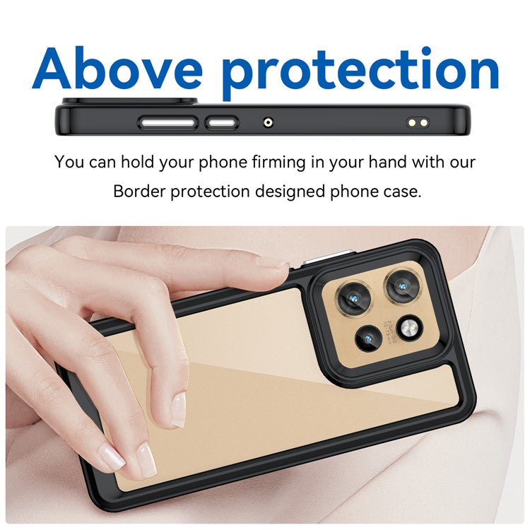 For Motorola Edge 50 Neo 5G / Moto S50 5G / Thinkphone 25 5G Case TPU +Acrylic Protective Clear Phone Cover - Black