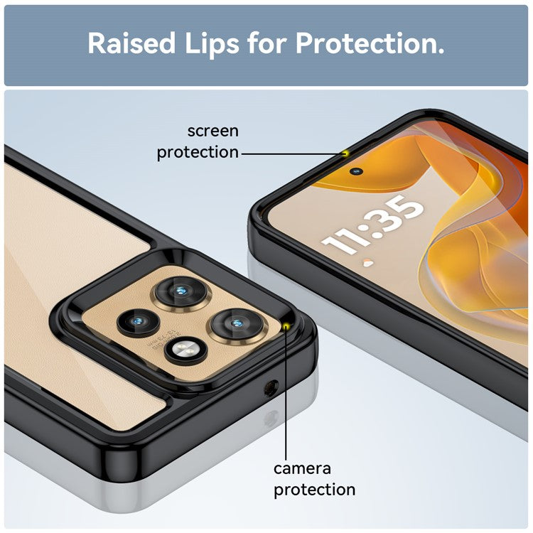 For Motorola Edge 50 Neo 5G / Moto S50 5G / Thinkphone 25 5G Case TPU +Acrylic Protective Clear Phone Cover - Black
