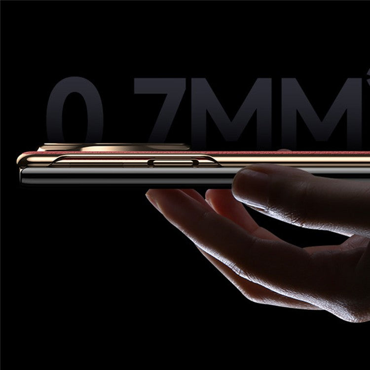 For Huawei Mate XT Ultimate Case View Window Genuine Cow Leather+PC Electroplating Phone Cover - Gold+Black