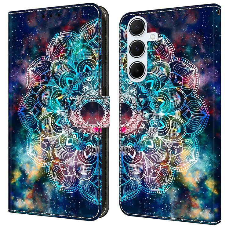 For Samsung Galaxy A54 5G Case Pattern Printed Protective Cover TPU+PU Leather Flip Phone Case - Gyro Flower