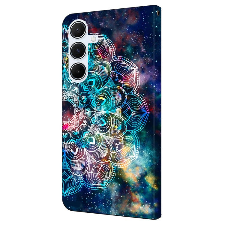 For Samsung Galaxy A54 5G Case Pattern Printed Protective Cover TPU+PU Leather Flip Phone Case - Gyro Flower