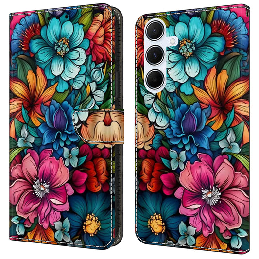 For Samsung Galaxy A16 5G / A16 4G Case Pattern Printed Protective Cover TPU+PU Leather Flip Phone Case - Staphyllum