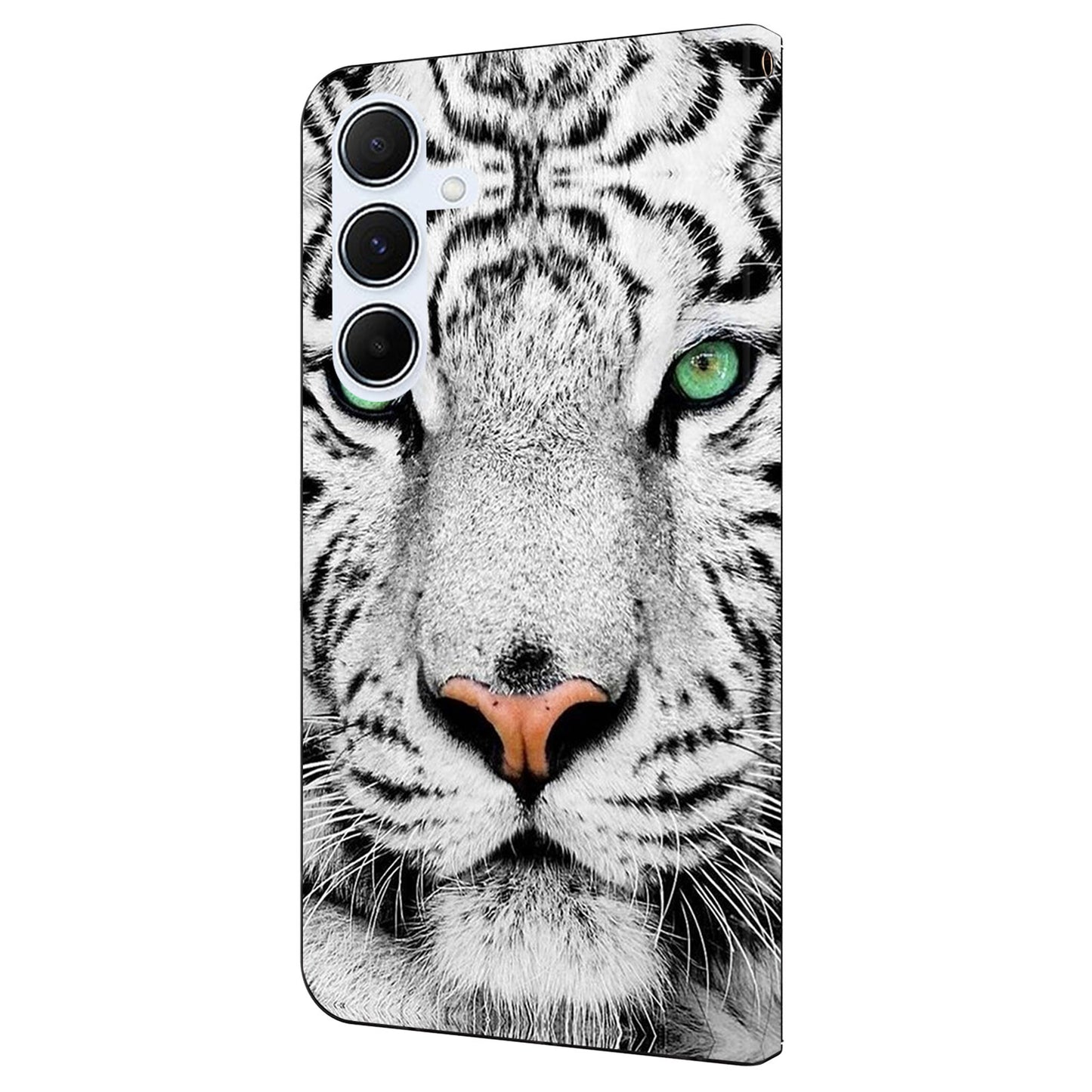 For Samsung Galaxy A16 5G / A16 4G Case Pattern Printed Protective Cover TPU+PU Leather Flip Phone Case - Tiger Face
