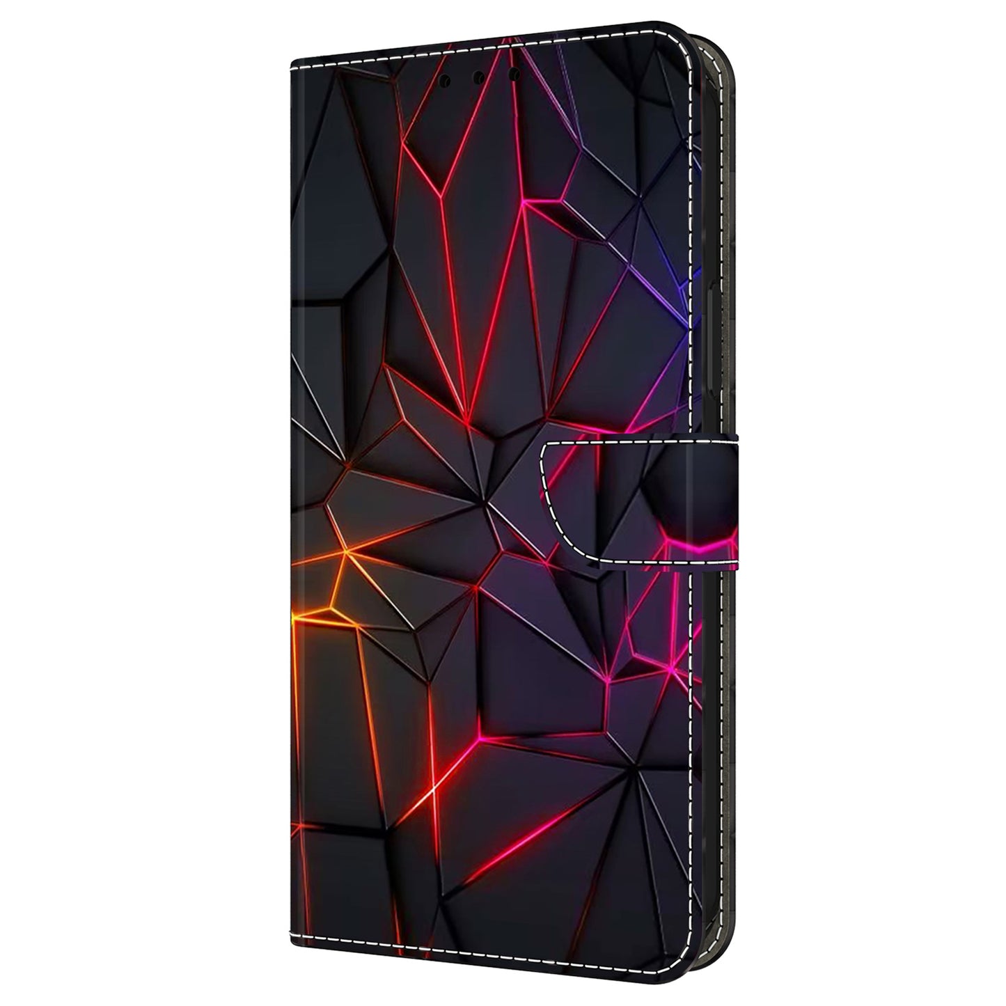 For Samsung Galaxy A16 5G / A16 4G Case Pattern Printed Protective Cover TPU+PU Leather Flip Phone Case - Red Cracks