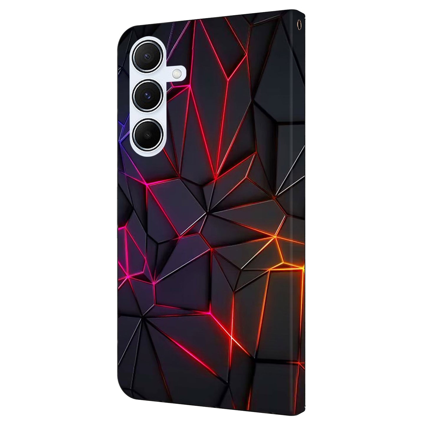 For Samsung Galaxy A16 5G / A16 4G Case Pattern Printed Protective Cover TPU+PU Leather Flip Phone Case - Red Cracks