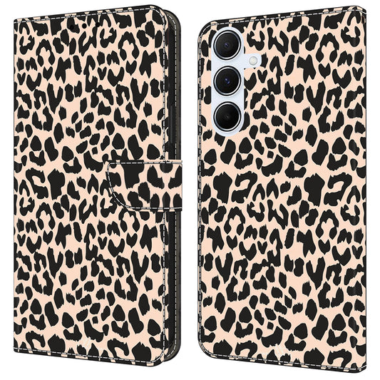 For Samsung Galaxy A16 5G / A16 4G Case Pattern Printed Protective Cover TPU+PU Leather Flip Phone Case - Leopard Print