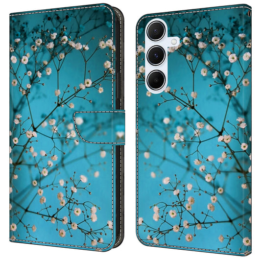 For Samsung Galaxy A16 5G / A16 4G Case Pattern Printed Protective Cover TPU+PU Leather Flip Phone Case - Flower Branch