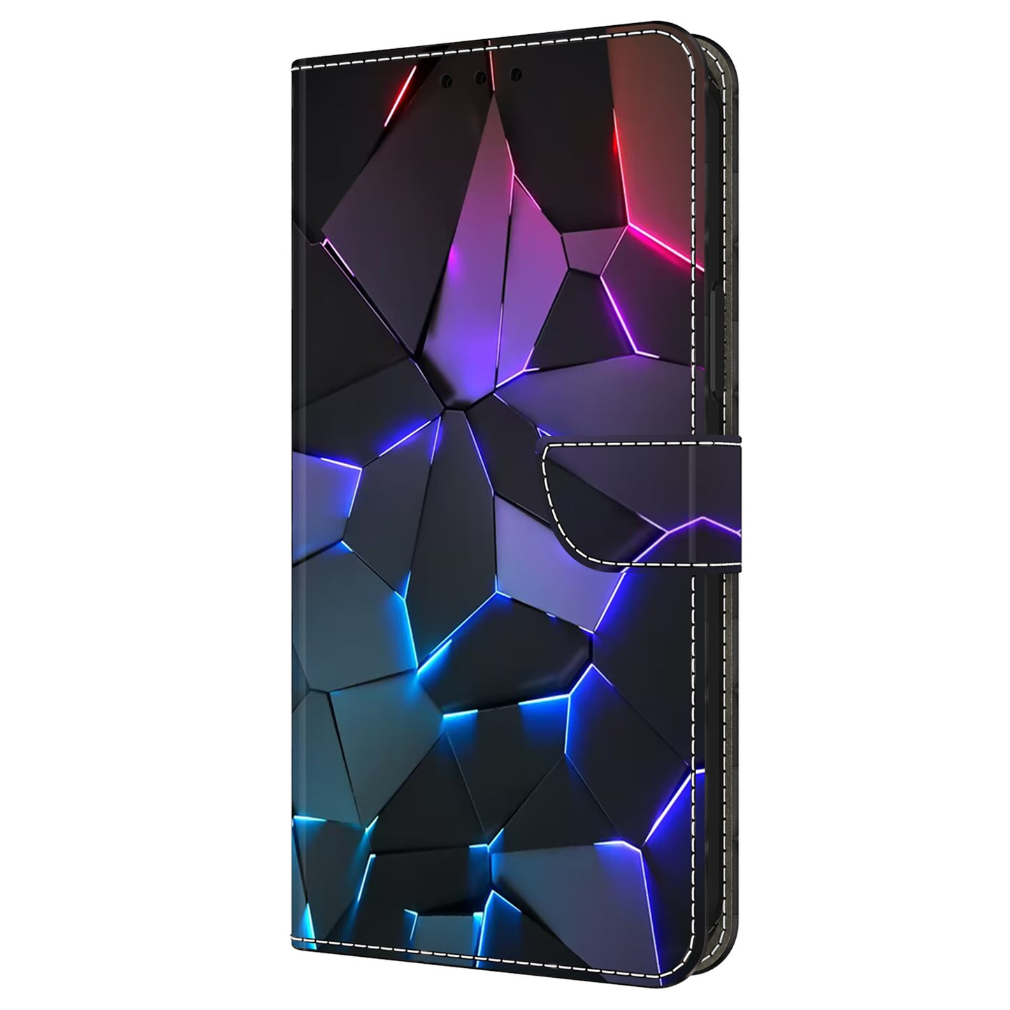 For Samsung Galaxy A16 5G / A16 4G Case Pattern Printed Protective Cover TPU+PU Leather Flip Phone Case - Blue Cracks