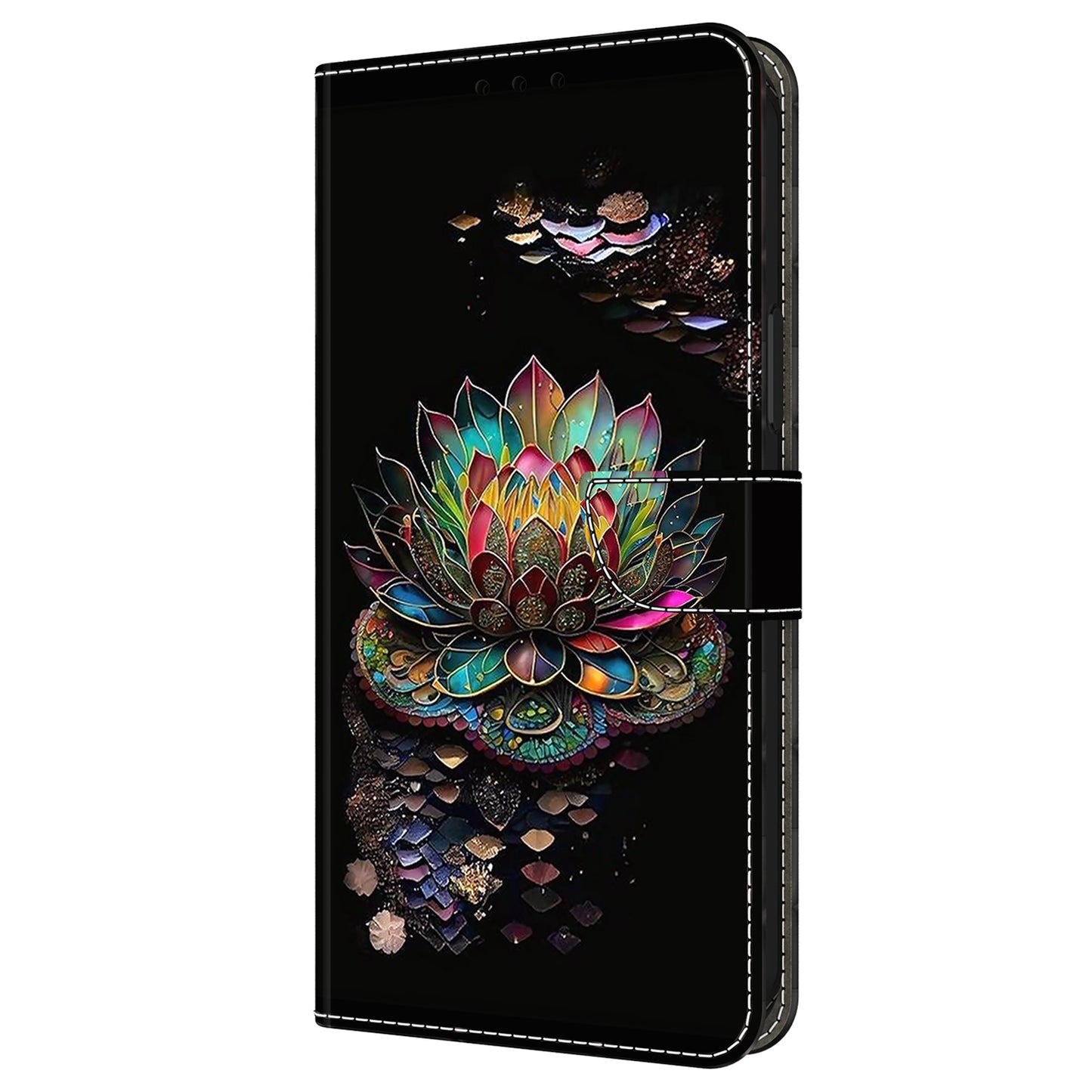 For Samsung Galaxy A16 5G / A16 4G Case Pattern Printed Protective Cover TPU+PU Leather Flip Phone Case - Lotus