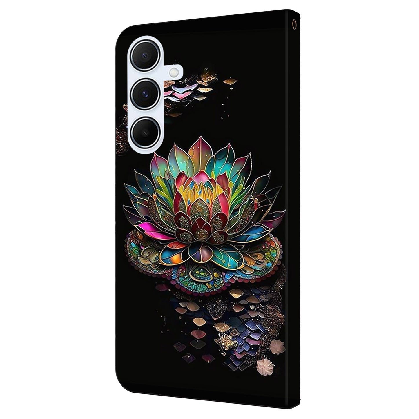 For Samsung Galaxy A16 5G / A16 4G Case Pattern Printed Protective Cover TPU+PU Leather Flip Phone Case - Lotus