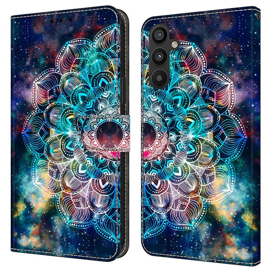 For Samsung Galaxy A34 5G Case Pattern Printed Protective Cover TPU+PU Leather Flip Phone Case - Gyro Flower