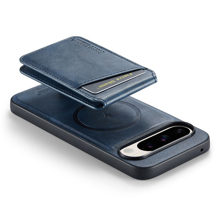 FIERRE SHANN 025 Style For Google Pixel 9 Pro XL Case Leather+TPU Detachable Card Slots Phone Cover - Blue