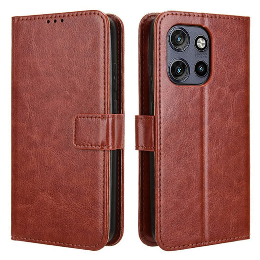 For Motorola Thinkphone 25 5G / Edge 50 Neo 5G / Moto S50 5G Case Crazy Horse Texture PU Leather Phone Wallet Cover - Brown