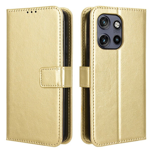 For Motorola Thinkphone 25 5G / Edge 50 Neo 5G / Moto S50 5G Case Crazy Horse Texture PU Leather Phone Wallet Cover - Gold